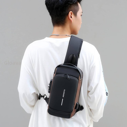 حقيبة الكتف الذكية للرجال: USB وشاحن مدمج وقفل أمان