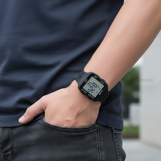 ساعة TAIXUN الرقمية - رياضية ومقاومة للماء باللون الأسود