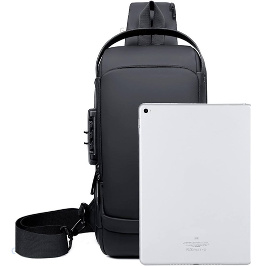 حقيبة الكتف الذكية للرجال: USB وشاحن مدمج وقفل أمان