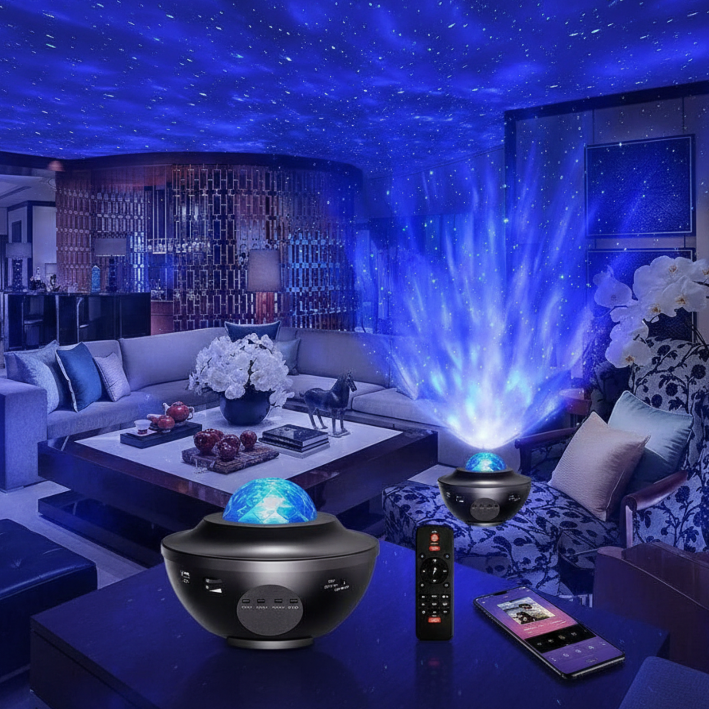 جهاز عرض النجوم الذكي مع مكبر صوت بلوتوث