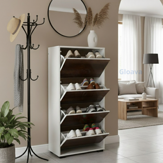 Meuble à Chaussures Vertical (4 Niveaux) | Capacité Maximale pour Entrées Étroites