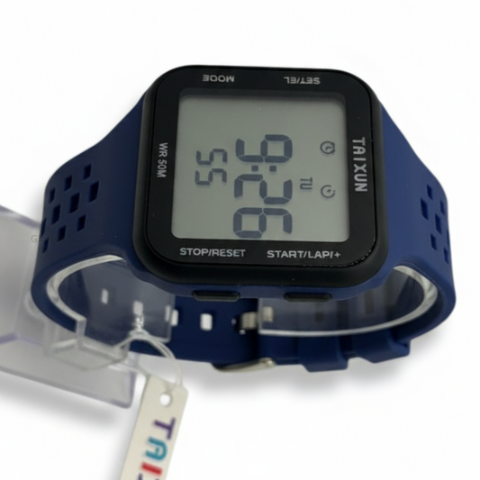 ساعة TAIXUN الرقمية - رياضية ومقاومة للماء باللون الأزرق