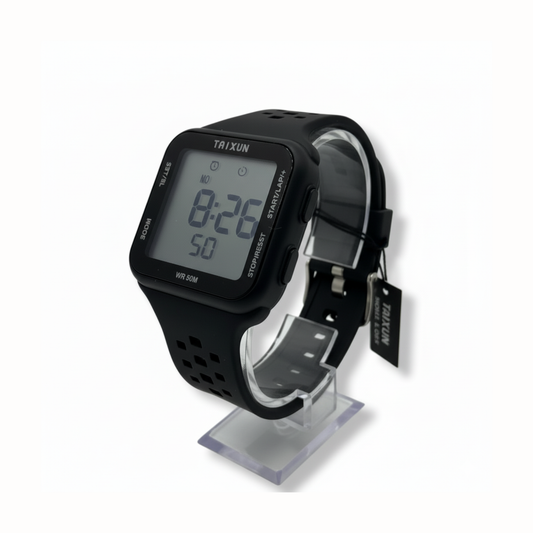 ساعة TAIXUN الرقمية - رياضية ومقاومة للماء باللون الأسود