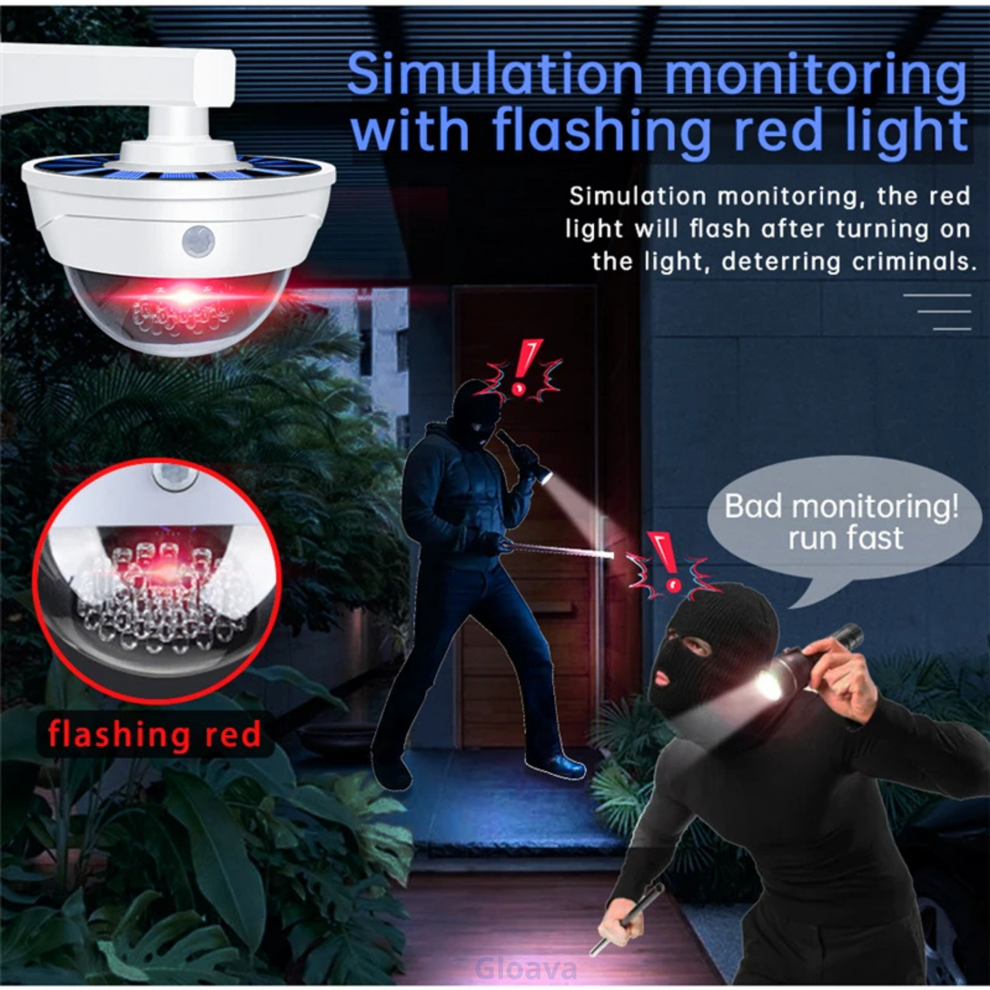 Lampe de surveillance solaire en forme de caméra