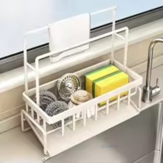 منظم حوض المطبخ 3 في 1: فولاذ مقاوم للصدأ وذاتي التصريف